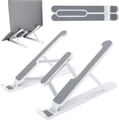 Adjustable Laptop Stand for Desk - Foldable & Portable Laptop Riser, Ergonomic Multi-Angle Computer Stand, Heat Dissipation Notebook Holder Fit for MacBook, Air, Pro, Dell, HP 10-17.3"（White in Saudi Arabia