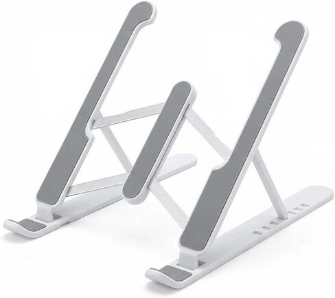 Adjustable Laptop Stand for Desk - Foldable & Portable Laptop Riser, Ergonomic Multi-Angle Computer Stand, Heat Dissipation Notebook Holder Fit for MacBook, Air, Pro, Dell, HP 10-17.3"（White in Saudi Arabia