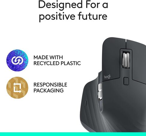 Logitech MX Master 3S Wireless Mouse, Bluetooth, 8K DPI, Quiet Clicks, Fast Scrolling, Graphite (Renewed) in Saudi Arabia