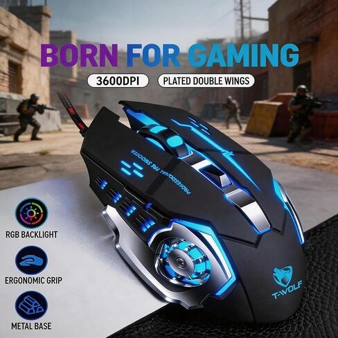 【 7 Types of RGB Lights -57 Inches Long】 Wired Professional Game RGB Light Effect Mouse - Ergonomic Design 3200 DPI - Scroll Wheel Function - Mouse Shortcut Key Editing, Realizing One Click Combo 2026 in Saudi Arabia