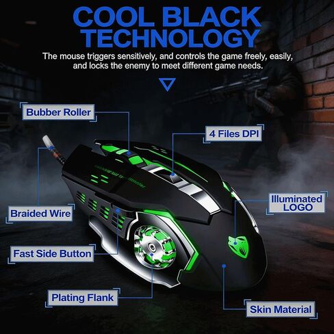 【 7 Types of RGB Lights -57 Inches Long】 Wired Professional Game RGB Light Effect Mouse - Ergonomic Design 3200 DPI - Scroll Wheel Function - Mouse Shortcut Key Editing, Realizing One Click Combo 2026 in Saudi Arabia