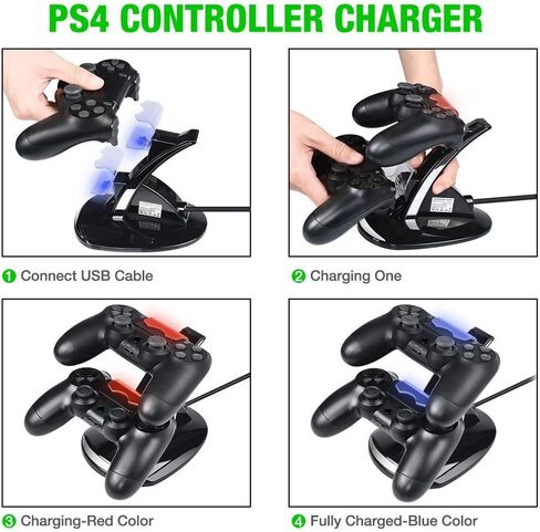 Controller Charger Dock Station for PS4, Controller Charger for PlayStation 4 - Fast Charging Station for 2 Controllers, Replacement Charging Dock for PS4 / Slim/Pro Console in Saudi Arabia