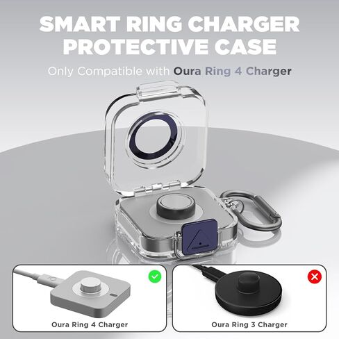 غطاء حماية مزدوج لشاحن Oura Ring Gen4 مع سلسلة مفاتيح، جراب واقٍ شفاف مضاد للخدش ومقاوم للصدمات متوافق مع شاحن Oura Ring Gen4 in Saudi Arabia
