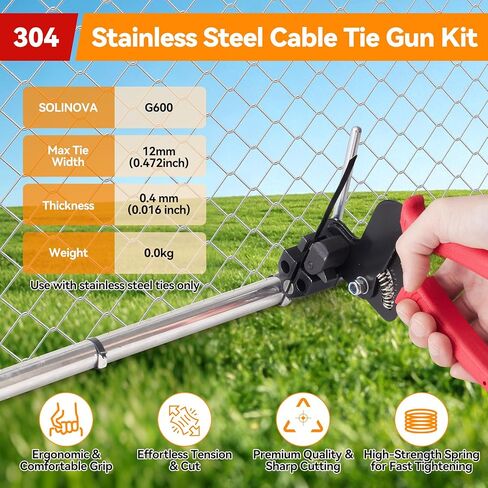 Heavy Steel Cable Tie Gun Tool Set, 2026 Upgraded Stainless Steel Cable Tie Gun with 200pcs Uv Resistant Black Metal Zip Ties Heavy Duty Outdoor Fastening & Cutting for Chain Link Fence, Exhaust Pipe in Saudi Arabia