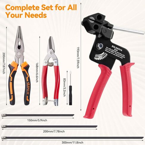 Heavy Steel Cable Tie Gun Tool Set, 2026 Upgraded Stainless Steel Cable Tie Gun with 200pcs Uv Resistant Black Metal Zip Ties Heavy Duty Outdoor Fastening & Cutting for Chain Link Fence, Exhaust Pipe in Saudi Arabia