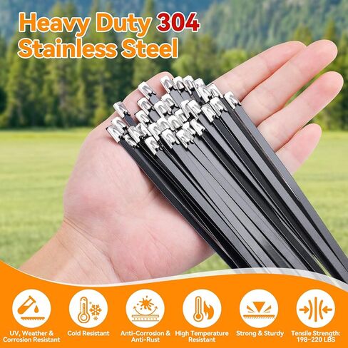Heavy Steel Cable Tie Gun Tool Set, 2026 Upgraded Stainless Steel Cable Tie Gun with 200pcs Uv Resistant Black Metal Zip Ties Heavy Duty Outdoor Fastening & Cutting for Chain Link Fence, Exhaust Pipe in Saudi Arabia