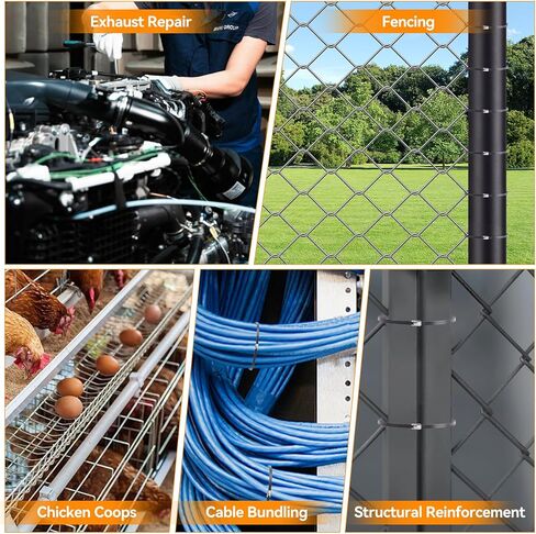 Heavy Steel Cable Tie Gun Tool Set, 2026 Upgraded Stainless Steel Cable Tie Gun with 200pcs Uv Resistant Black Metal Zip Ties Heavy Duty Outdoor Fastening & Cutting for Chain Link Fence, Exhaust Pipe in Saudi Arabia