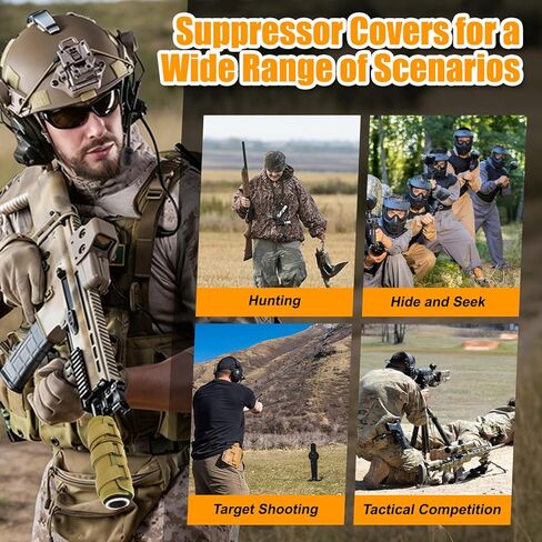 Suppressor Cover (5/6/7/7.5/9 inch), 2400°F Heat Resistant Silencer Wrap with Burn Proof Fiberglass & Silicone Lining, Flame Retardant Suppressor Sleeve for Semi-Automatic & Burst Fire Shooting in Saudi Arabia