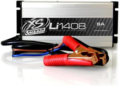 XS Power Li1408 Lithium Battery Charger with Integrated Led Indicators - Microprocessor Optimized 14V 8 Amp LFP Charger with 10-Hour Shutoff and Cooling Fan - 2.2 lbs, Overload Protection in Saudi Arabia