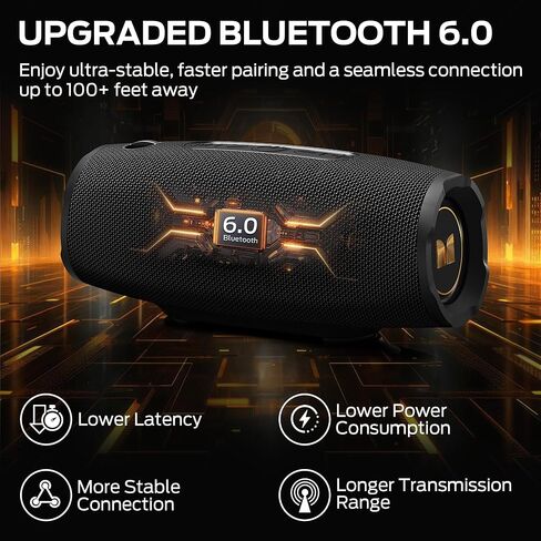 Monster S380 Bluetooth Speaker, Portable Speaker with 40W Stereo Sound, Bluetooth 6.0, 20H Playtime, TWS Pairing, Support AUX/TF Card, IPX6 Waterproof Wireless Speaker for Home, Travel, Outdoor in Saudi Arabia