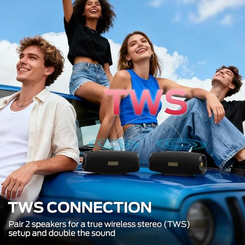 Monster S380 Bluetooth Speaker, Portable Speaker with 40W Stereo Sound, Bluetooth 6.0, 20H Playtime, TWS Pairing, Support AUX/TF Card, IPX6 Waterproof Wireless Speaker for Home, Travel, Outdoor in Saudi Arabia