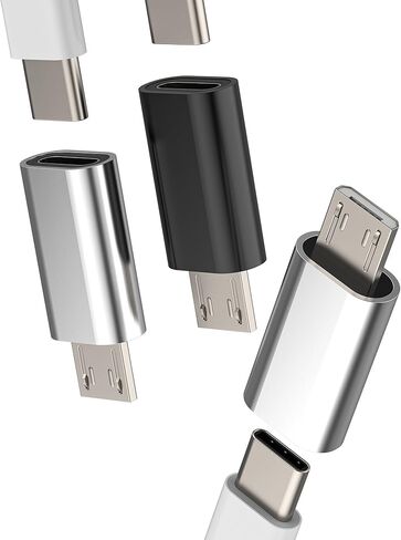 USB C Female to Micro USB Plug Charging Adapter (3 pack) Type-C Charging Cable Jack Socket Adaptor USB-Micro Plug Data Sync compatible with Samsung Galaxy S7 Active S7 Edge Android Charger Accessories in Saudi Arabia
