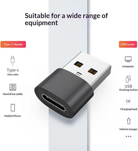 2-Pack USB to USB-C Adapter, Type C Female to USB-A Male Converter (2-Pack Silver) in Saudi Arabia
