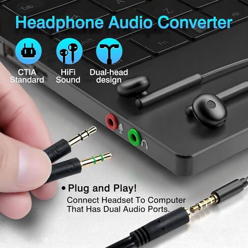 Enhanced Headphone Splitter for PC – 3.5mm Female to Dual 3.5mm Male Audio Mic Adapter Cable for Headset-to-Computer Connection in Saudi Arabia