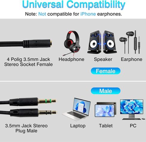 Enhanced Headphone Splitter for PC – 3.5mm Female to Dual 3.5mm Male Audio Mic Adapter Cable for Headset-to-Computer Connection in Saudi Arabia