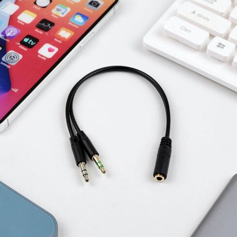 Enhanced Headphone Splitter for PC – 3.5mm Female to Dual 3.5mm Male Audio Mic Adapter Cable for Headset-to-Computer Connection in Saudi Arabia