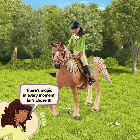 Schleich Horse Club, 10-Piece Playset, Horse Toys for Girls and Boys Ages 5-12, Sarah and Mystery the Horse in Saudi Arabia