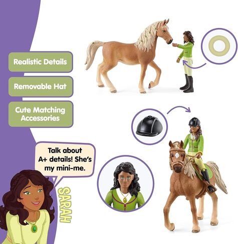 Schleich Horse Club, 10-Piece Playset, Horse Toys for Girls and Boys Ages 5-12, Sarah and Mystery the Horse in Saudi Arabia