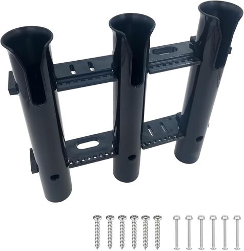 Fishing Rod Holder Bracket 3 Tube，Black Wall Mounted Boat Side Mount Tool Holder Tube Links with Screws in Saudi Arabia