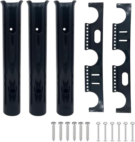 Fishing Rod Holder Bracket 3 Tube，Black Wall Mounted Boat Side Mount Tool Holder Tube Links with Screws in Saudi Arabia