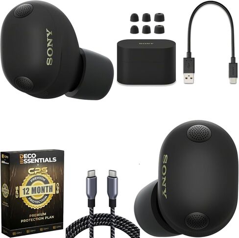Sony WF-1000XM6 أفضل سماعات أذن لاسلكية لإلغاء الضوضاء (2026) سماعات رأس بلوتوث داخل الأذن تصل إلى 24 ساعة حزمة سوداء مع كابل Deco Essentials بطول 6 أقدام USB-C وحزمة حماية معززة لمدة عام واحد in Saudi Arabia