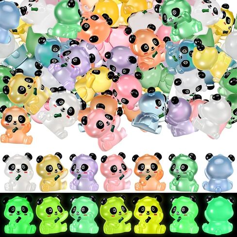 Barydat 35 Pcs Luminous Mini Panda Figurines Miniature Cute Animals Landscape Decoration Glow in the Dark Mini Resin Animals Mini Animals Figures for DIY Accessories Ornament Craft Party Cake Topper in Saudi Arabia