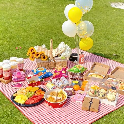 Large Picnic Outdoor Blanket, Checkered Picnic Blanket 59“x78.7" Waterproof Foldable Blankets Gingham Picnic Mat for Beach, Park, Lawn, Picnics, and Camping, Red and White in Saudi Arabia