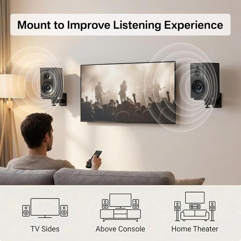 Heavy Duty Speaker Wall Mounts Compatible with Sony SS-CS5/SS-CS5M2/SS-CS8, Adjustable Dual Side Clamp Large Wall Mounts for Sony Speakers, Fits 5–11" Wide Speakers, WR Cable Ties, Hold Up to 55Lbs in Saudi Arabia