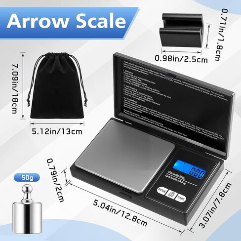 Konohan 4 Pack Portable Digital Arrow Scale – High-Precision 200g/0.01g with Arrow Holder, 50g Calibration Weight & Velvet Bag，Batteries Not Included in Saudi Arabia