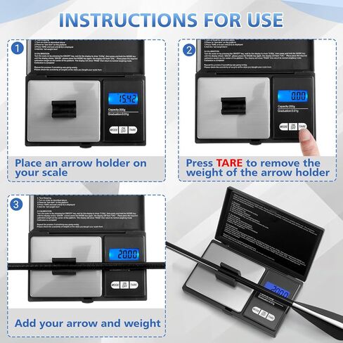 Konohan 4 Pack Portable Digital Arrow Scale – High-Precision 200g/0.01g with Arrow Holder, 50g Calibration Weight & Velvet Bag，Batteries Not Included in Saudi Arabia