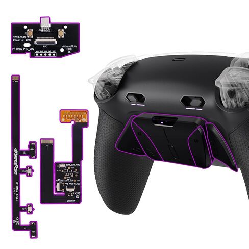 eXtremeRate RISE4 Plus MAX Back Paddles Kit with Clicky Trigger Stops & Rubberized Grip for PS5 Controller BDM-030 040 050 060, Remappable Back Buttons Kit for PS5 Controller - Black - NO Controller in Saudi Arabia