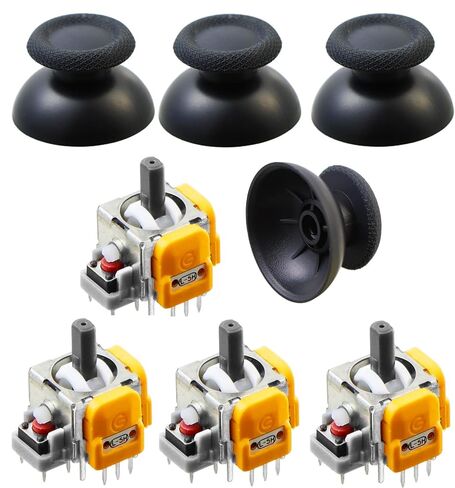 Hall Effect PS5 Joystick Replacement Kit for DualSense & DualSense Edge Controllers - Fix Stick Drift, Repair Broken or Loose Sticks with Repair Modules and Thumbstick Caps, Upgrade for PS5 Controller (4-Pack, Soldering Required) in Saudi Arabia