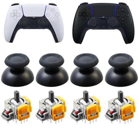 Hall Effect PS5 Joystick Replacement Kit for DualSense & DualSense Edge Controllers - Fix Stick Drift, Repair Broken or Loose Sticks with Repair Modules and Thumbstick Caps, Upgrade for PS5 Controller (4-Pack, Soldering Required) in Saudi Arabia