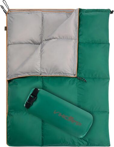 Down Camping Blanket - Lightweight Packable Outdoor Blanket, Water Resistant Camping Quilt for Hiking, Travel, Hammock, Warm and Compact Backpacking Quilt with Stuff Sack for Cold Weather in Saudi Arabia