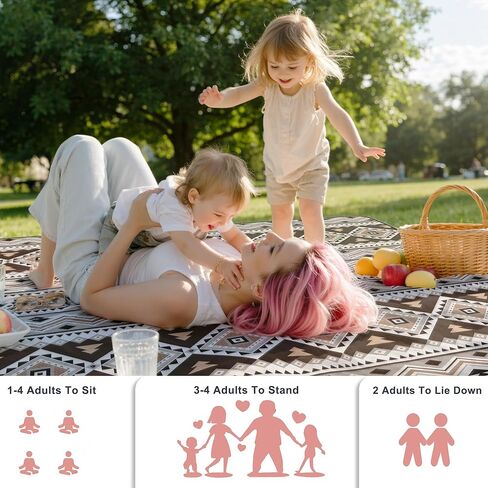 SAMSIER Large Outdoor Picnic Blankets Waterproof Foldable, Beach Blanket Sandproof Portable, Picnic Mat Washable for Camping (80"×80", Thickened) in Saudi Arabia