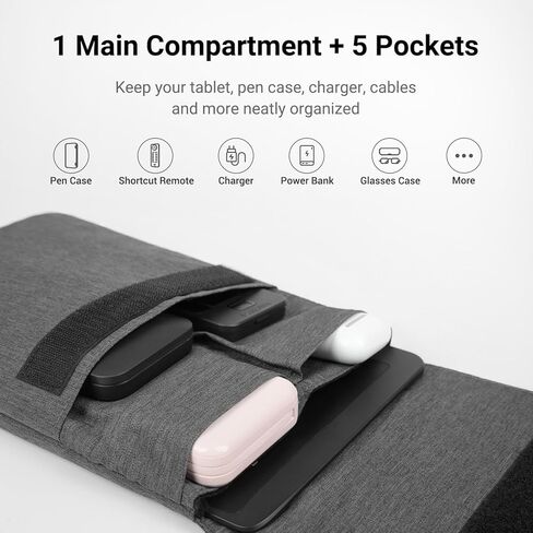 Protective Tablet Sleeve with Extra Storage Compartments – Lightweight 11" Carrying Case for Drawing Tablet and iPad, Cationic Fabric Splash-Resistant Cover in Saudi Arabia