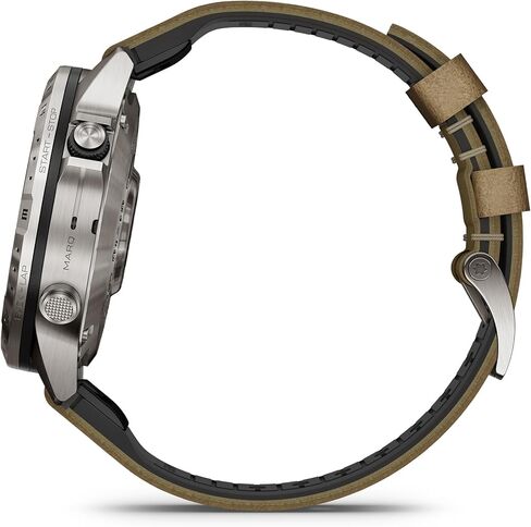 Garmin MARQ Adventurer (Gen 2) Smartwatch, Titanium Case, Sapphire Lens, AMOLED Display, Outdoor Navigation, Leather/FKM Strap + Silicone Band, 010-02648-30 (Renewed) in Saudi Arabia
