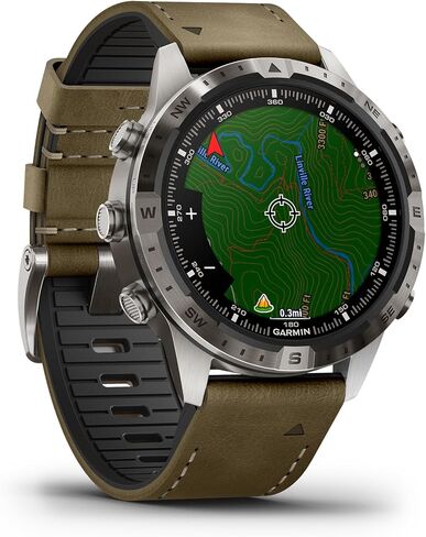 Garmin MARQ Adventurer (Gen 2) Smartwatch, Titanium Case, Sapphire Lens, AMOLED Display, Outdoor Navigation, Leather/FKM Strap + Silicone Band, 010-02648-30 (Renewed) in Saudi Arabia