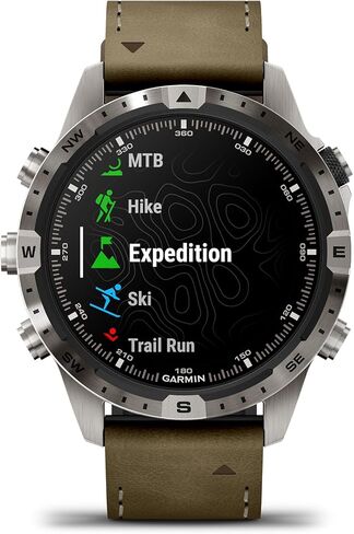 Garmin MARQ Adventurer (Gen 2) Smartwatch, Titanium Case, Sapphire Lens, AMOLED Display, Outdoor Navigation, Leather/FKM Strap + Silicone Band, 010-02648-30 (Renewed) in Saudi Arabia