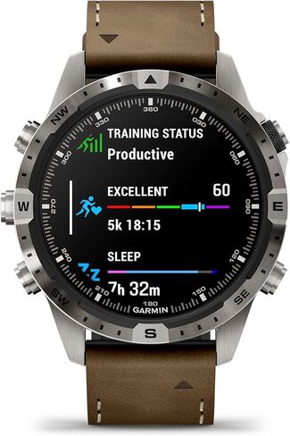 Garmin MARQ Adventurer (Gen 2) Smartwatch, Titanium Case, Sapphire Lens, AMOLED Display, Outdoor Navigation, Leather/FKM Strap + Silicone Band, 010-02648-30 (Renewed) in Saudi Arabia