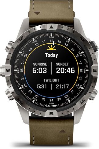Garmin MARQ Adventurer (Gen 2) Smartwatch, Titanium Case, Sapphire Lens, AMOLED Display, Outdoor Navigation, Leather/FKM Strap + Silicone Band, 010-02648-30 (Renewed) in Saudi Arabia