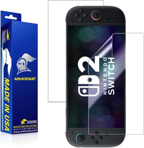 واقي شاشة من ArmorSuit مكون من قطعتين لجهاز Nintendo Switch 2 (2025) MilitaryShield HD Clear Film - صنع في الولايات المتحدة الأمريكية in Saudi Arabia