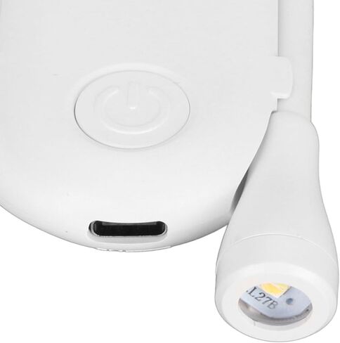 Jeanoko Mini Clamp/Holder On Lamp Flexible Neck USB Rechargeable Reading Light for Travel Camping, White in Saudi Arabia