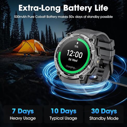 Military Smart Watch for Men with GPS, 1.43" AMOLED Bluetooth Call, LED Flashlight, Rugged Tactical Watch for Android iOS, 3ATM Waterproof Fitness Tracker with Heart Rate Pedometer (Black) in Saudi Arabia