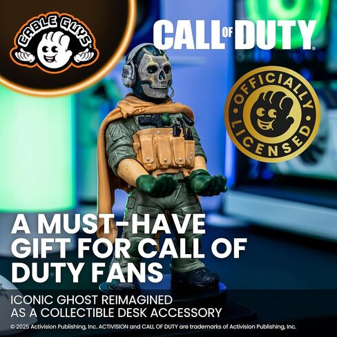 8" Ghost Call of Duty: Warzone Cableguy Gaming Controller Phone Holder Stand - compatible with Xbox, Play Station, Nintendo Switch and most smartphones (Electronic Games) in Saudi Arabia