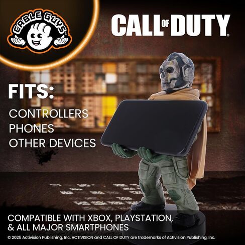 8" Ghost Call of Duty: Warzone Cableguy Gaming Controller Phone Holder Stand - compatible with Xbox, Play Station, Nintendo Switch and most smartphones (Electronic Games) in Saudi Arabia