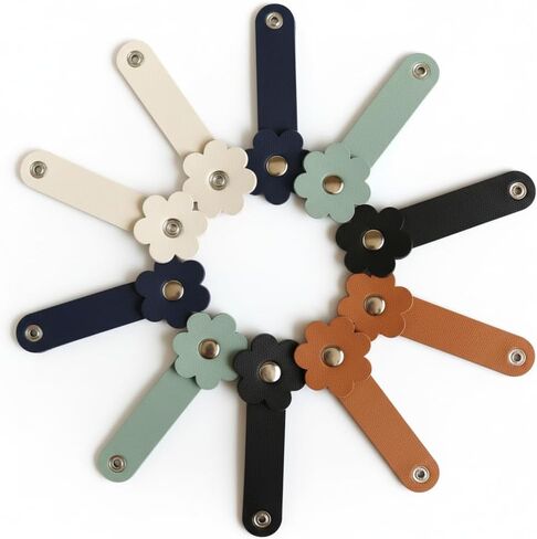 Cable Straps Leather – Cable Organizers Management for Phone, Charger, and Headphone Cords, Cute Flower Design, Handmade, Tangle-Free, Ideal Gift for Home, Office, Travel (10 Pack) in Saudi Arabia