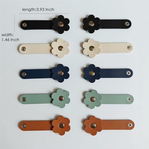 Cable Straps Leather – Cable Organizers Management for Phone, Charger, and Headphone Cords, Cute Flower Design, Handmade, Tangle-Free, Ideal Gift for Home, Office, Travel (10 Pack) in Saudi Arabia