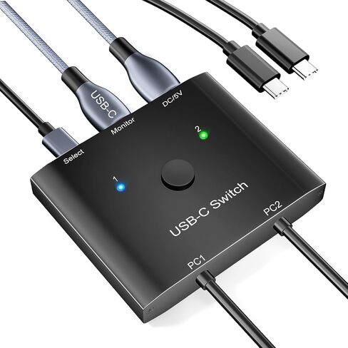 KCEVE KVM Switch 1 شاشة 2 كمبيوتر HDMI 8K@60 هرتز 4K@120 هرتز، USB 3.0 KVM-Switch لجهازي كمبيوتر يشاركان 3 أجهزة USB لوحة مفاتيح ماوس، مع جهاز تحكم سلكي، محول طاقة (8K HDMI 2 في 1 خارج KVM) in Kuwait
