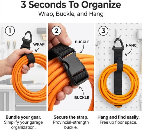 3pcs Adjustable Garden Hose Straps for Home Use Heavy Duty Extension Ties Multifunctional Cable Organizing Straps Hose Hanging Ropes in Saudi Arabia